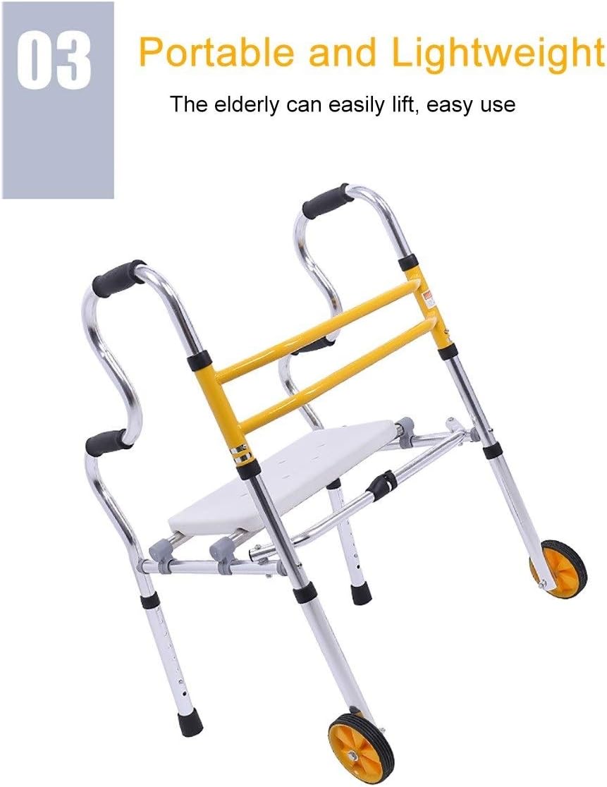 折りたたみ式歩行器 歩行器 背の高い人用歩行器 2輪&シート付き